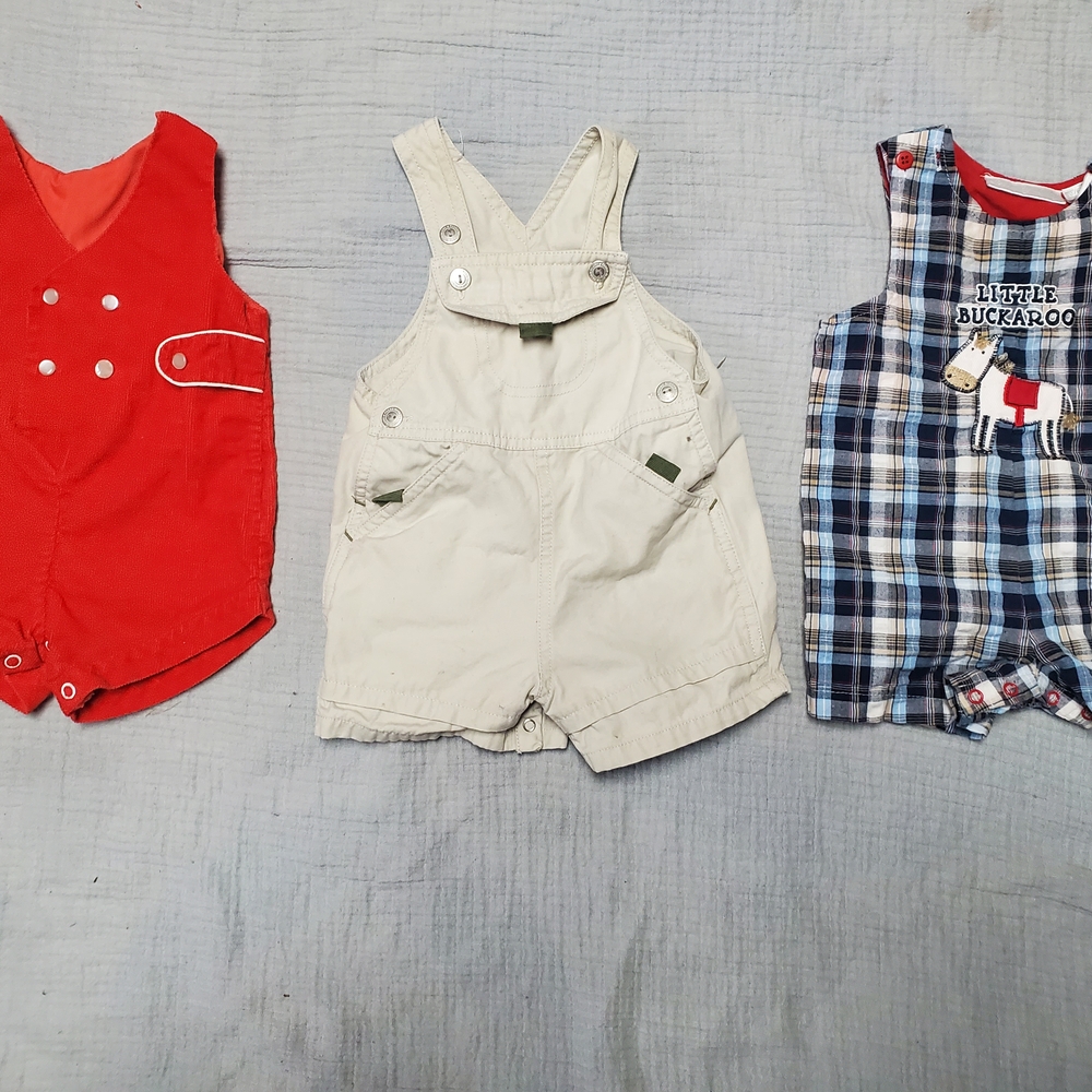 Baby Romper Set - Red, Cream, and Plaid